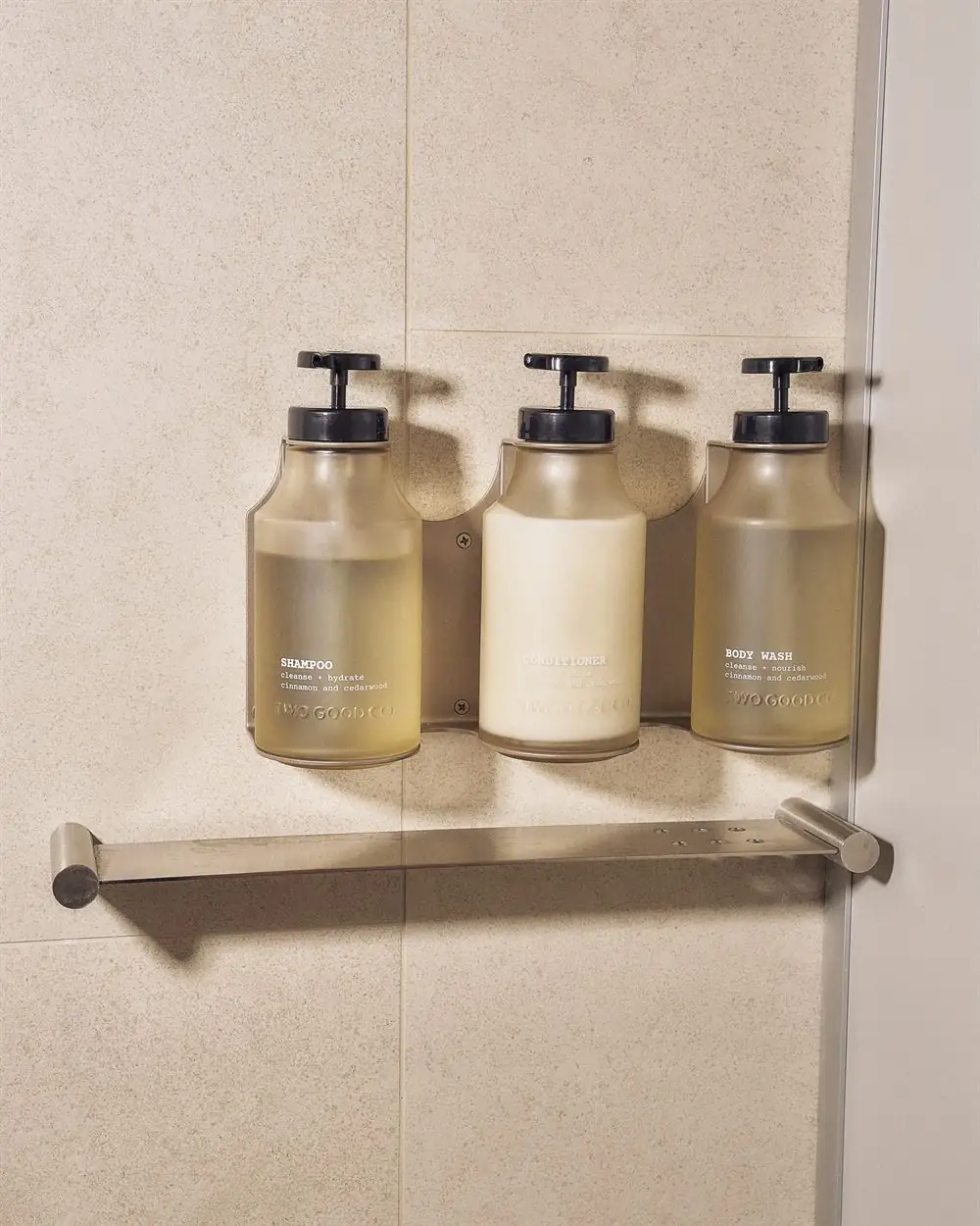 Two Good Co soap and amenity products on a washroom vanity